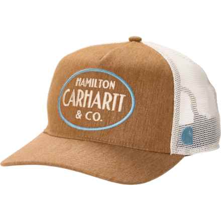 Carhartt 106740 Twill Mesh-Back Hamilton Embroidered Trucker Hat in Carhartt Brown