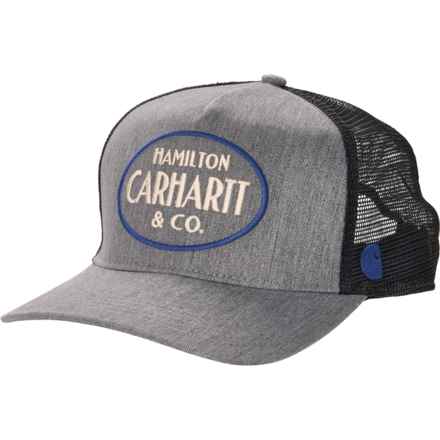 Carhartt 106740 Twill Mesh-Back Hamilton Embroidered Trucker Hat in Steel