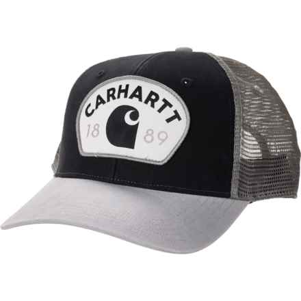 Carhartt 106743 Canvas Mesh-Back 1889 Patch Trucker Hat in Asphalt