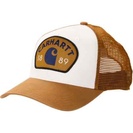 Carhartt 106743 Canvas Mesh-Back 1889 Patch Trucker Hat in Carhartt Brown