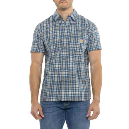 Carhartt 106745 Rugged Flex® Relaxed Fit Lightweight Plaid Shirt - Short Sleeve in Storm Blue