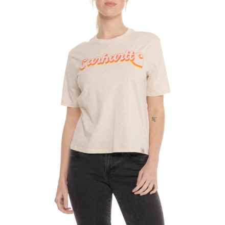 Carhartt 106833 TENCEL® Fiber Series Loose-Fit Script Graphic T-Shirt - Short Sleeve, Factory Seconds in Oat Milk Heather