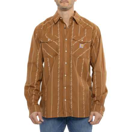 Carhartt 106905 Big and Tall Montana Rugged Flex® Lightweight Snap Front Patterned Shirt - Long Sleeve in Carhartt Brown Paisley Stripe