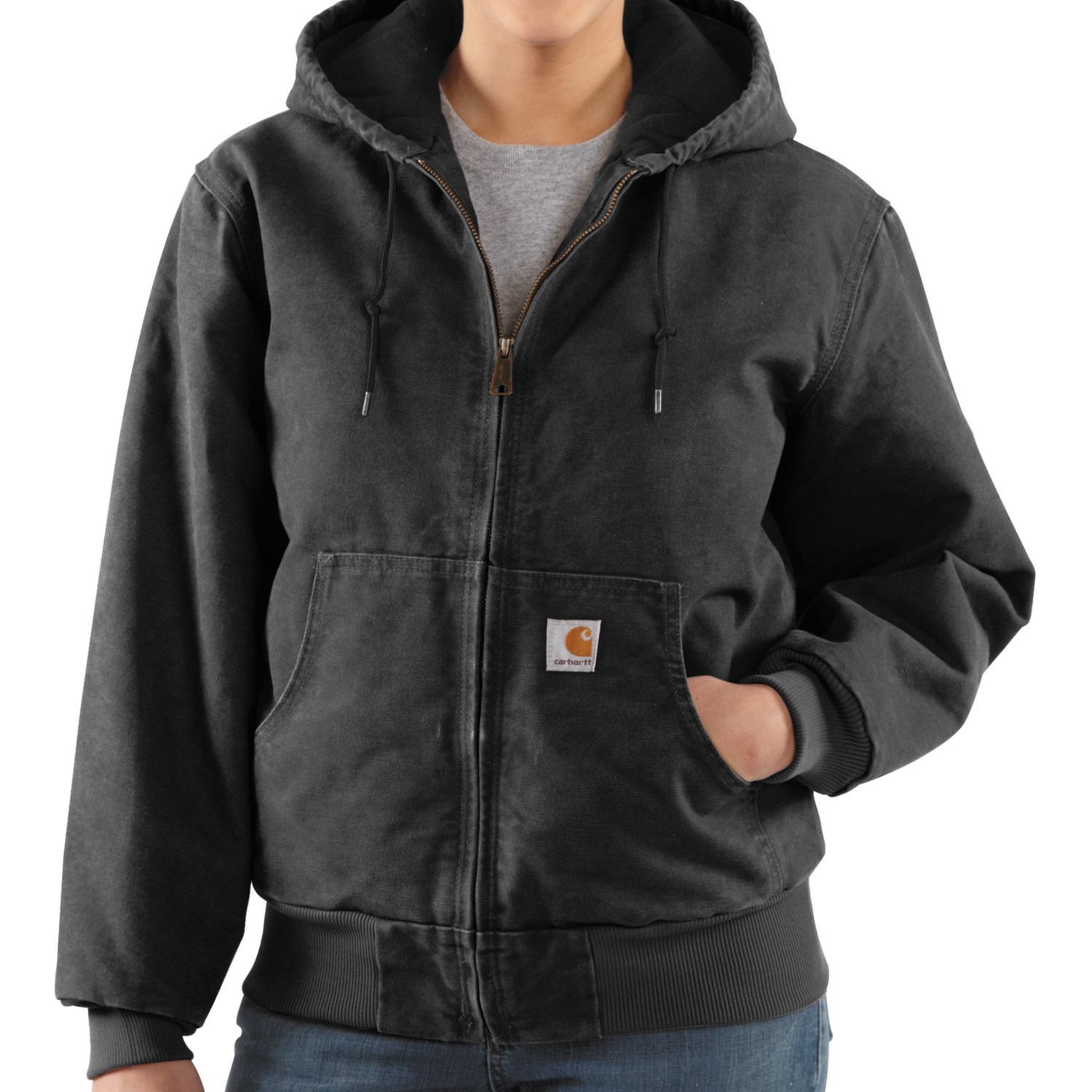 Carhartt Active Hooded Coat   Windproof (For Women) in Black