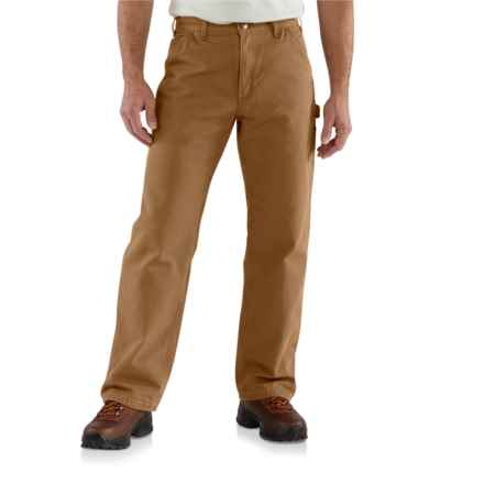 Carhartt B111 Big and Tall Loose Fit Washed Duck Flannel-Lined Utility Work Pants - Factory Seconds in Carhartt Brown