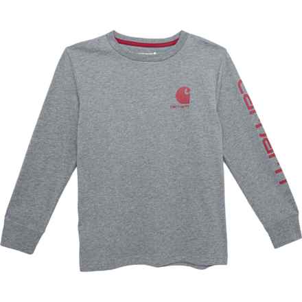 Carhartt Big Boys CA6229 Knit Logo T-Shirt - Long Sleeve in Dark Grey