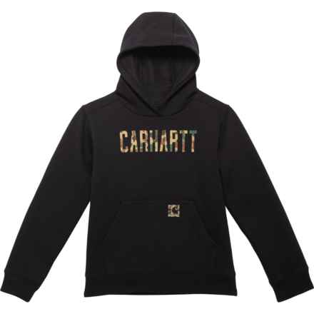 Carhartt Big Boys CA6327 Camo Logo Hoodie in Caviar Blk
