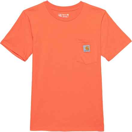 Carhartt Big Boys CA6375 Pocket T-Shirt - Short-Sleeve in Exoctic Orange Htr