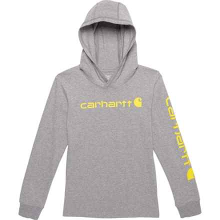 Carhartt Big Boys CA6438 Hooded Graphic T-Shirt - Long Sleeve in Charcoal Heather - Closeouts