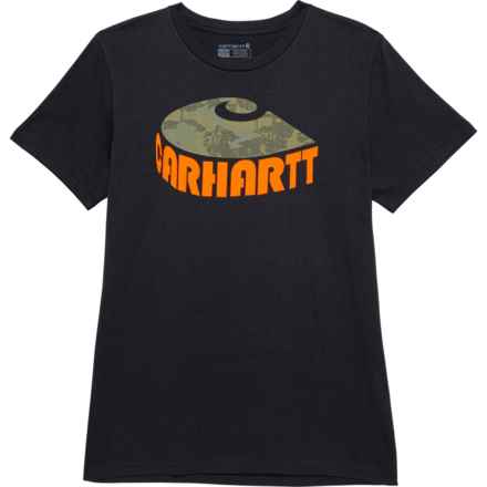 Carhartt Big Boys CA6533 Camo C T-Shirt - Short Sleeve in Caviar Blk