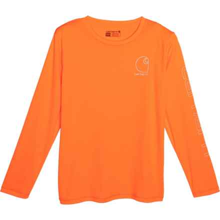 Carhartt Big Boys CA6695 Force® Sun Defender T-Shirt - UPF 50+, Long Sleeve in Orange