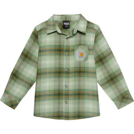 Carhartt Big Boys CE8201 Flannel Button-Front Shirt - Long-Sleeve in Med Green