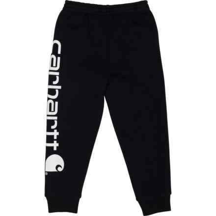 Carhartt Big Boys CK8429 Fleece Logo Sweatpants in Caviar Black