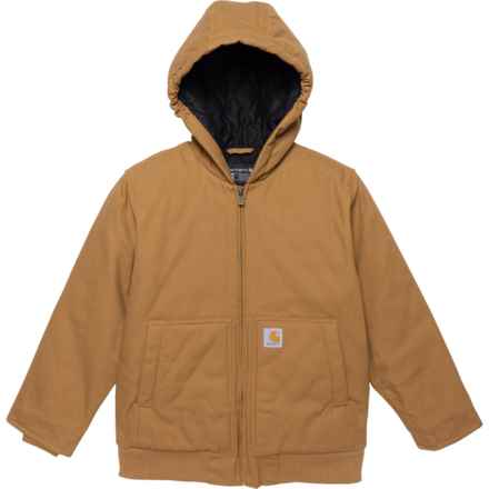 Carhartt Big Boys CP8545 Canvas Hooded Active Jacket - Insulated in Carhartt Brown