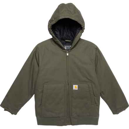 Carhartt Big Boys CP8545 Canvas Hooded Active Jacket - Insulated in Green
