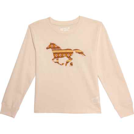 Carhartt Big Girls CA7002 Running Horse T-Shirt - Long Sleeve in Malt