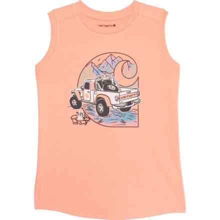 Carhartt Big Girls CA7031 Off-Road T-Shirt - Sleeveless in Salmon 834