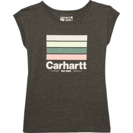 Carhartt Big Girls CA9940 Color-Block T-Shirt - Sleeveless in Dark Green