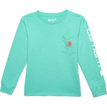 Carhartt Big Girls CA9944 Pocket T-Shirt - Long Sleeve in Cockatoo