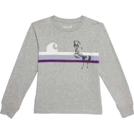 Carhartt Big Girls CA9968 Graphic Scene T-Shirt - Long Sleeve in Grey Heather