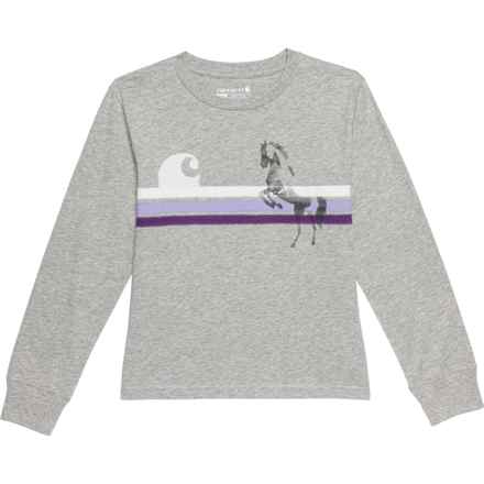 Carhartt Big Girls CA997 Pocket T-Shirt - Long Sleeve in Grey Heather