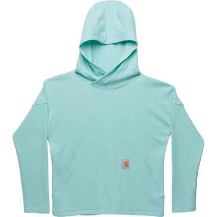 Carhartt Big Girls CA9982 Thermal Hooded T-Shirt - Long Sleeve in Pastel Turquoise