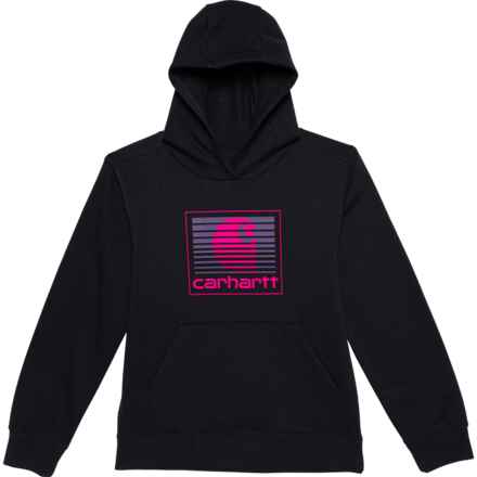 Carhartt Big Girls CA9985 Graphic Hoodie in Caviar Black