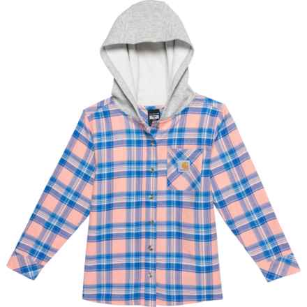 Carhartt Big Girls CE914 Flannel Shirt - Long Sleeve in Peach Amber