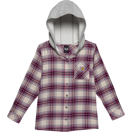 Carhartt Big Girls CE9147 Flannel Shirt - Long Sleeve in Light Beige