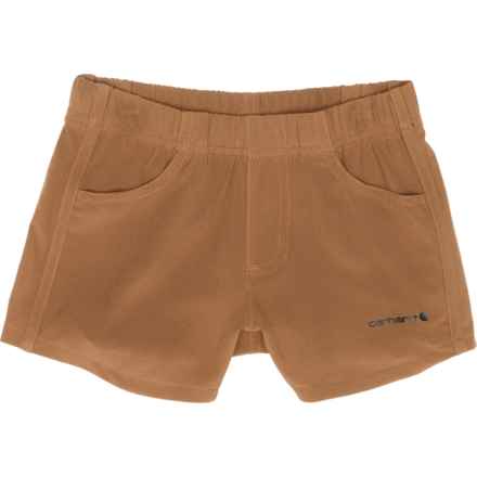Carhartt Big Girls CH9309 Rugged Flex® Ripstop Shorts in Brown