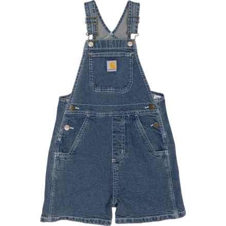 Carhartt Big Girls CM9744 Rugged Flex® Denim Shortalls - Sleeveless in Med Wsh Dn