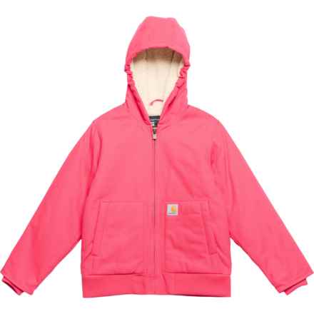Carhartt Big Girls CP9564 Active Hooded Canvas Jacket - Insulated in Raspberry