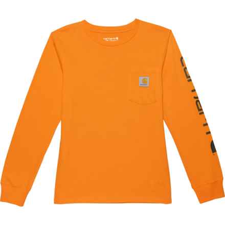 Carhartt Boys CA6458 Logo Pocket T-Shirt - Long Sleeve in Orange