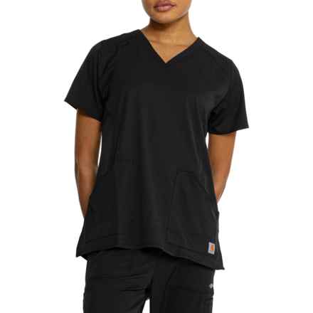 Carhartt C12106 Force Modern Fit Twill Scrub Top - V-Neck, Short Sleeve in Black