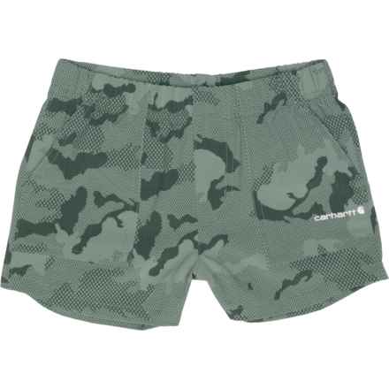 Carhartt CH9307 Little Girls Rugged Flex® Camo Shorts in Med Green
