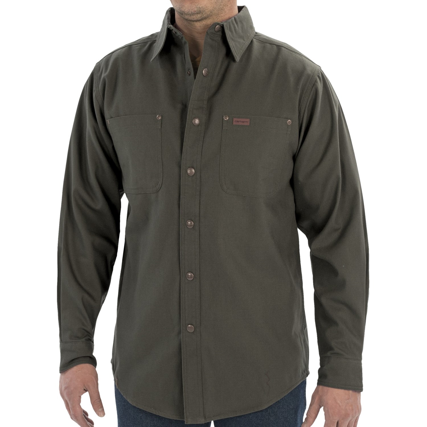 Carhartt Classic Canvas Shirt Jacket - Flannel Lined (For Men) in Moss