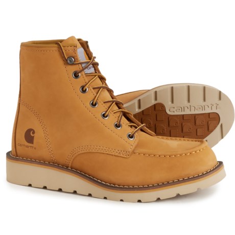 Carhartt FW6075 6” Moc Toe Wedge Work Boots - Nubuck (For Women) in Wheat
