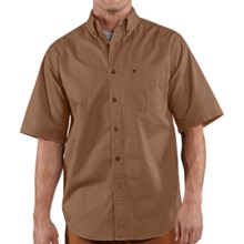 Carhartt Hines Solid Shirt - Cotton Twill, Short Sleeve (For Tall Men) in Frontier Brown - 2nds