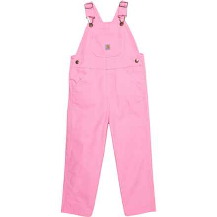 Carhartt Infant and Toddler Girls CM9626 Loose Fit Canvas Bib Overalls in Rose Bloom