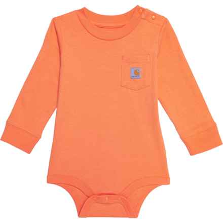 Carhartt Infant Boys and Girls CA5001 Pocket Baby Bodysuit - Long Sleeve in Tangerine