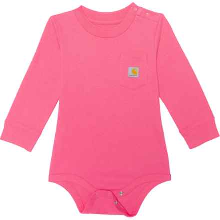 Carhartt Infant Boys and Girls CA5002 Pocket Baby Bodysuit - Long Sleeve in Pink