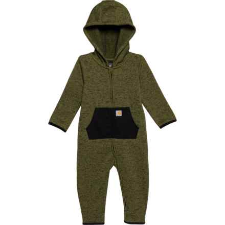 Carhartt Infant Boys and Girls CM5402 Fleece Zip-Front Coveralls - Long Sleeve in Chive Heather