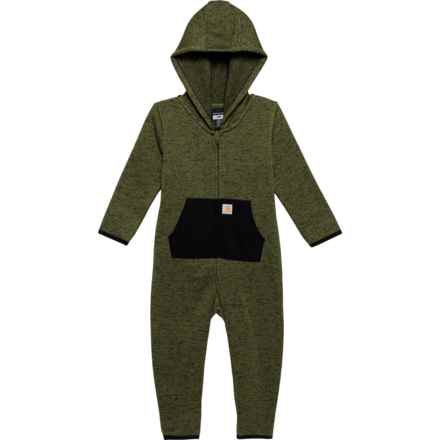 Carhartt Infant Boys and Girls CM5402 Zip-Front Fleece Coveralls - Long Sleeve in Dark Grn Heather
