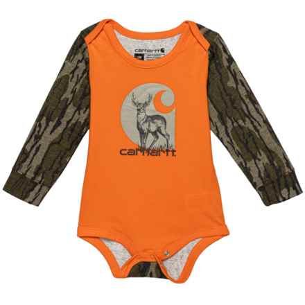 Carhartt Infant Boys CA6320 Stag Baby Bodysuit - Long Sleeve in Bottom Lands Mossy Oak