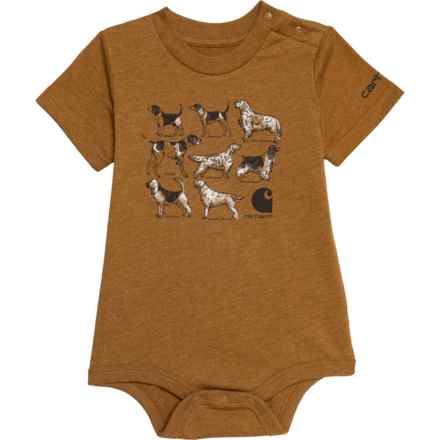 Carhartt Infant Boys CA6388 Hunting Dogs Baby Bodysuit - Short Sleeve in Carhartt Brown Heather