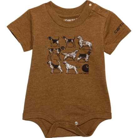 Carhartt Infant Boys CA6388 Hunting Dogs Baby Bodysuit - Short Sleeve in Med Brown