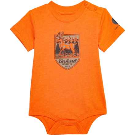 Carhartt Infant Boys CA6389 Deer Baby Bodysuit - Short Sleeve in Orange