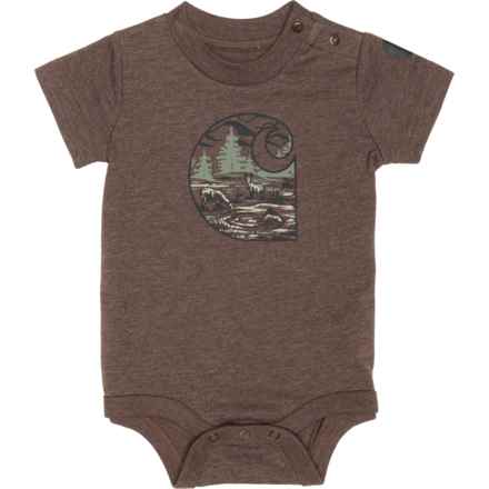 Carhartt Infant Boys CA6636 Deer Baby Bodysuit - Short Sleeve in Med Brown