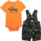 Carhartt Infant Boys CG8852 Baby Bodysuit and Canvas Shortalls Set - Short Sleeve in Camo/Green