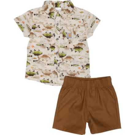 Carhartt Infant Boys CG8976 Print Shirt and Canvas Shorts Set - Short Sleeve in Brown